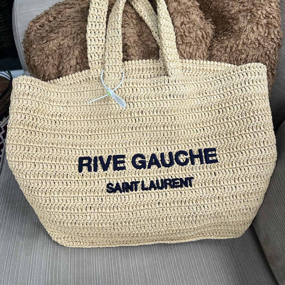 YSL Saint Laurent Rive Gauche Raffia Tote NWT